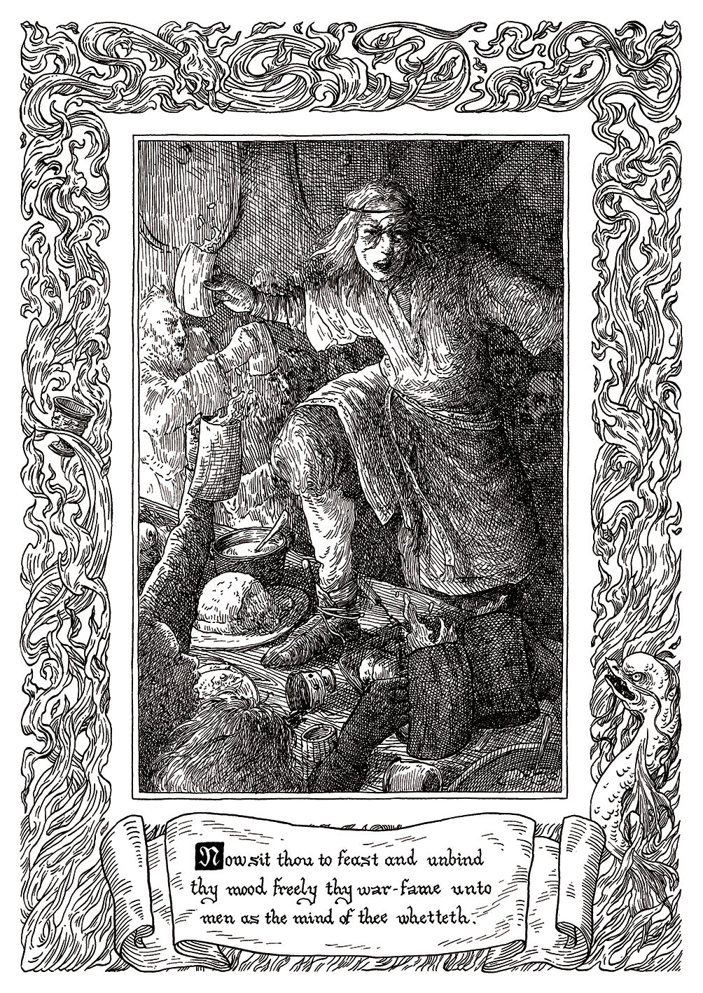 Beowulf Print - Beowulf and the feast