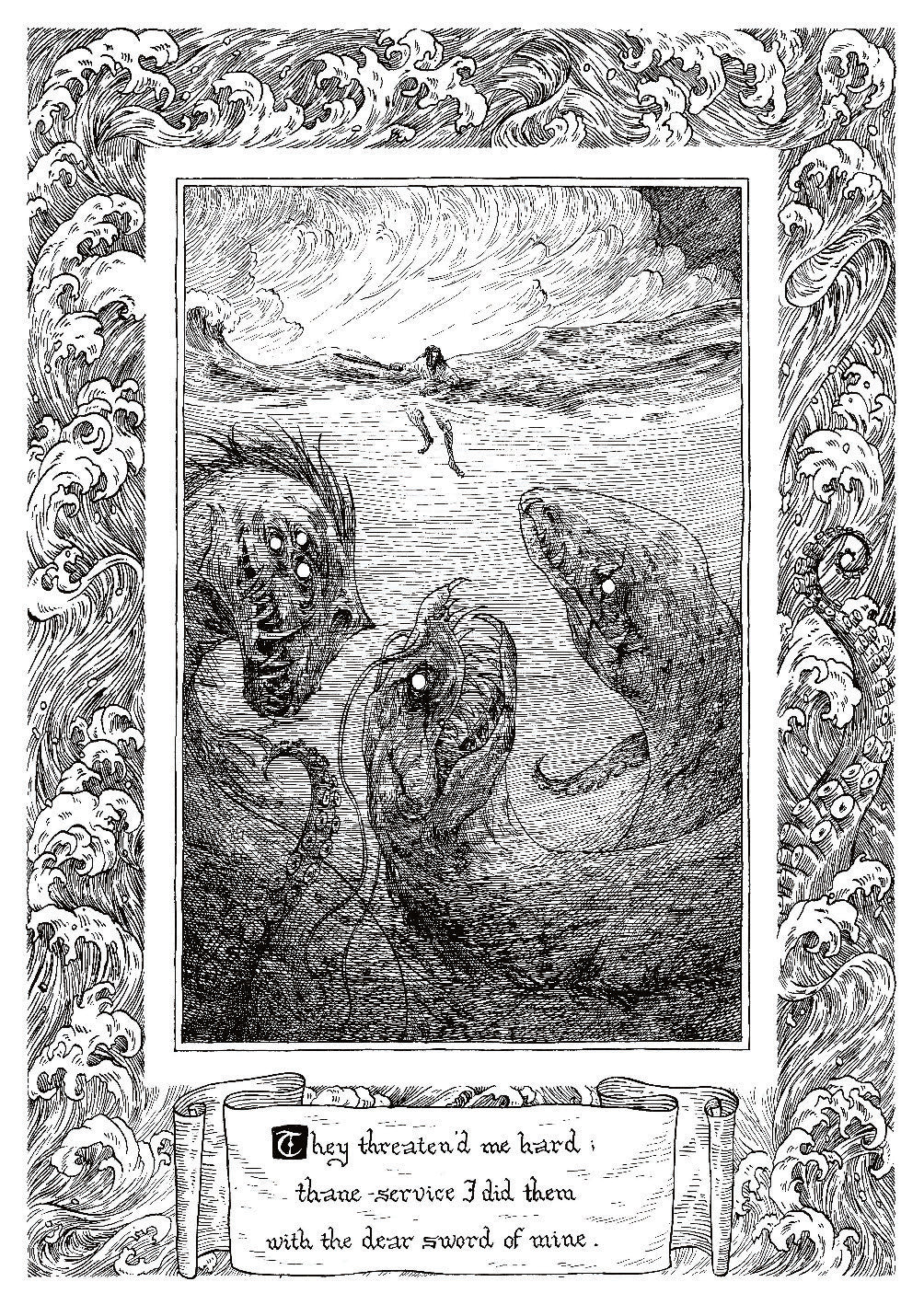 Beowulf Print - The Sea Monsters