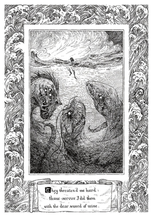 Beowulf Print - The Sea Monsters